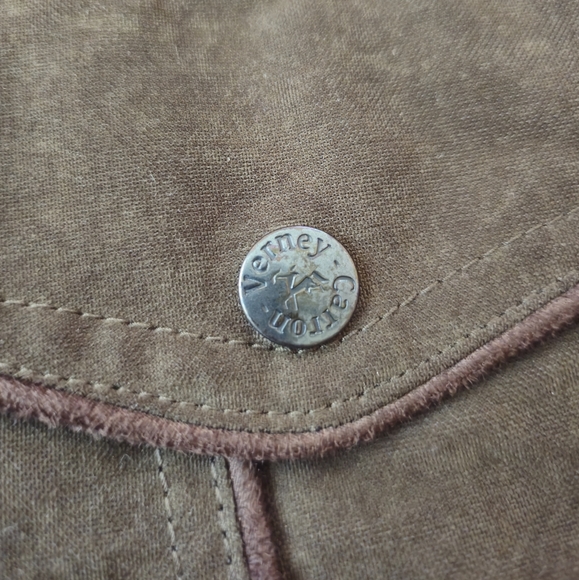 Sleeveless utility jacket vest, olive/military green with brown details, XS - Picture 15 of 16